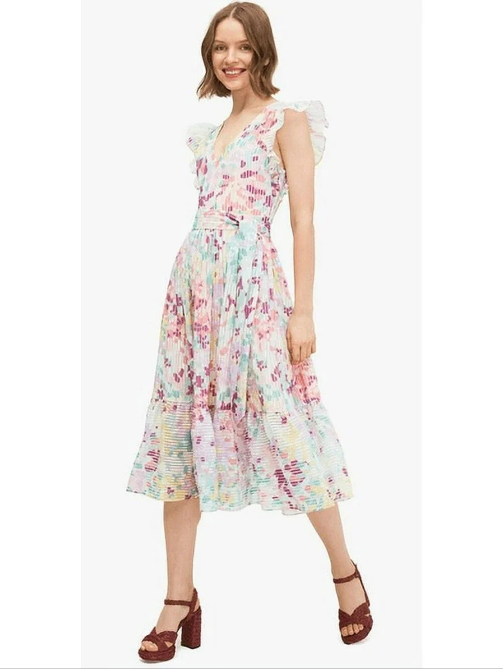 Kate Spade New York NWOT CREAM Women's Painted Petals Burnout Dress Size 0